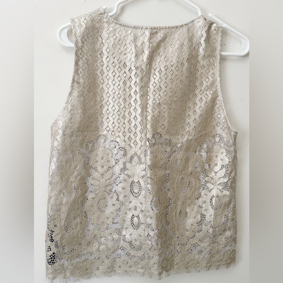 Zara Gold Metallic Lace Tank Top - Picture 2 of 4